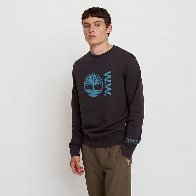 Black Timberland x WoodWood Crew Sweatshirts | 7840431