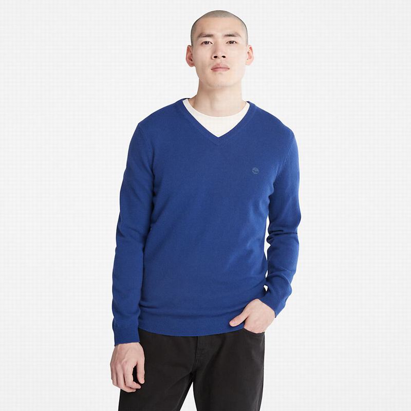 Blue Timberland Cohas Brook V-Neck Jumpers | 89501409