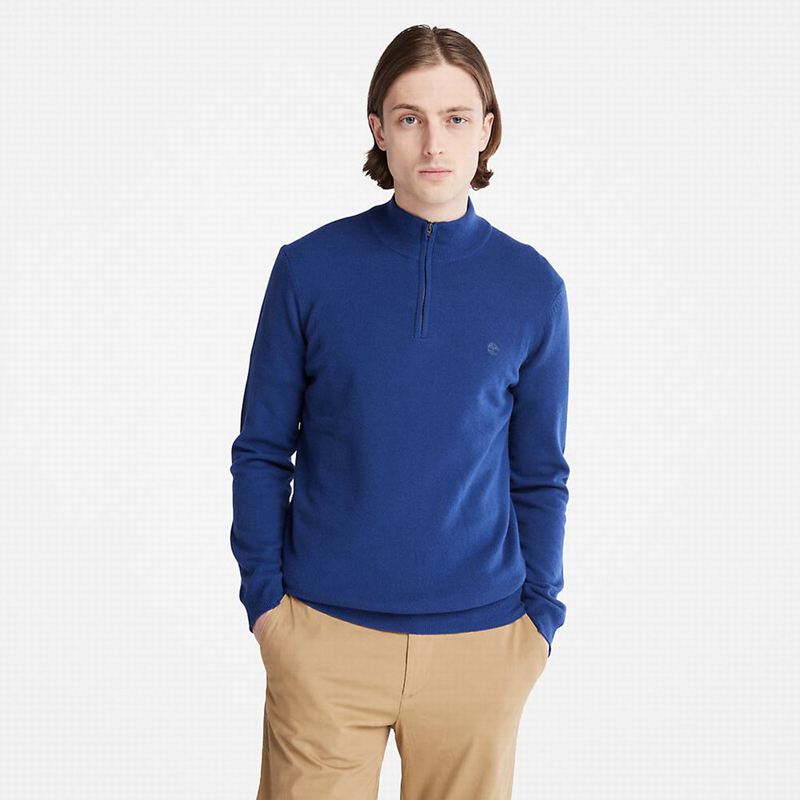 Blue Timberland Cohas Brook Zip-neck Jumpers | 81722318