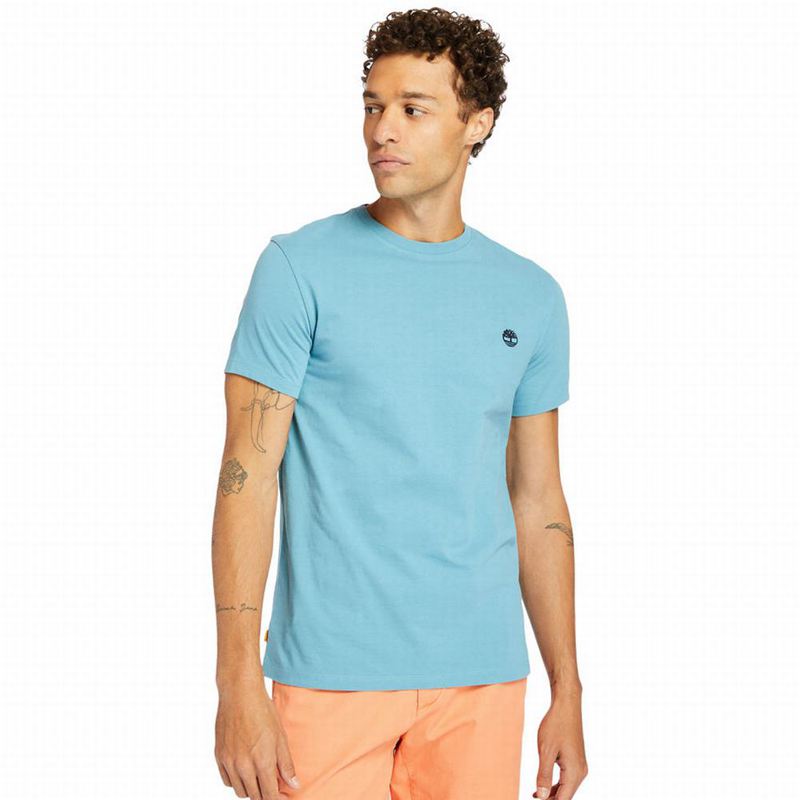 Blue Timberland Cotton Logo T-Shirts | 58391272