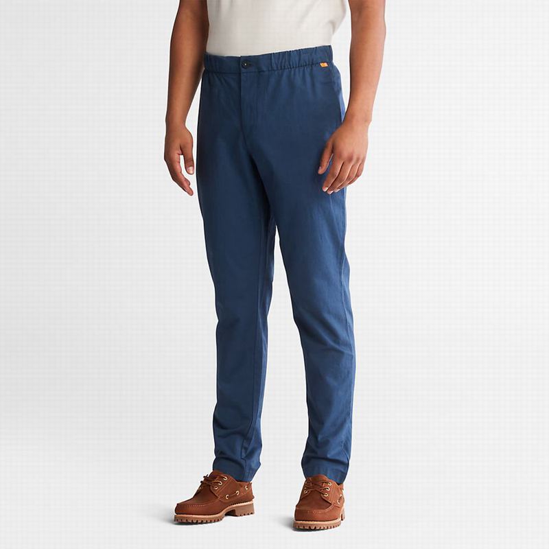 Blue Timberland Cotton and Linen-Blend Joggers | 30284202