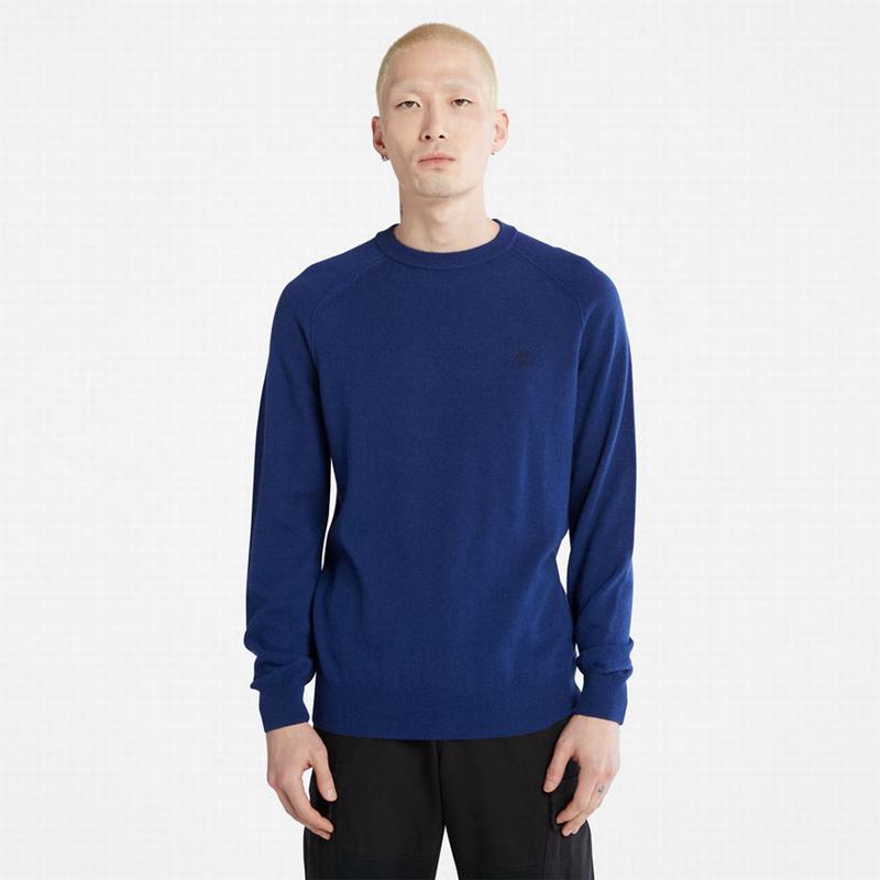 Blue Timberland Crewneck Raglan Jumpers | 57361122