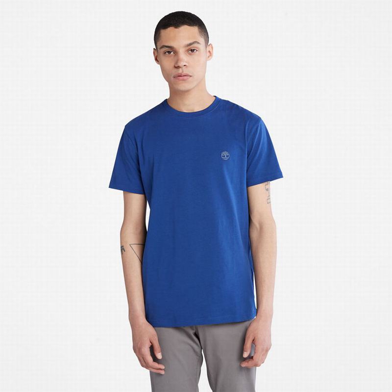 Blue Timberland Cropped Logo T-Shirts | 95181292