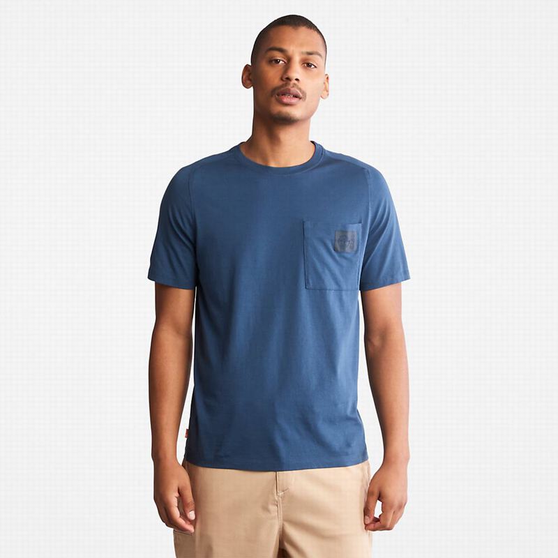 Blue Timberland Dunstan River Crew Tee T-Shirts | 59554459