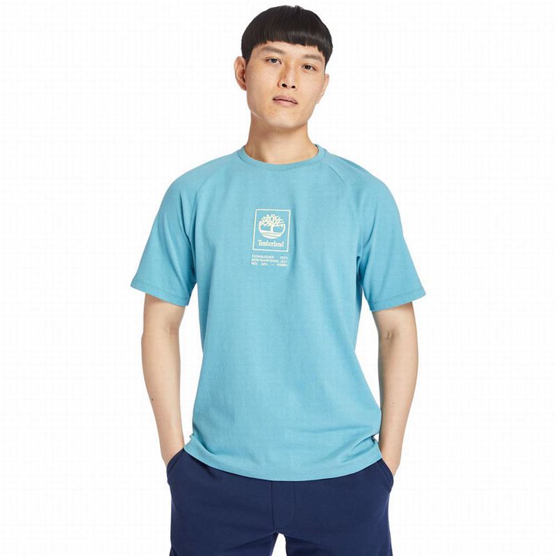 Blue Timberland Dunstan River V-Neck T-Shirts | 7870103