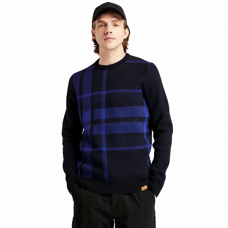 Blue Timberland EK+ Intarsia Crewneck Sweaters | 40205618