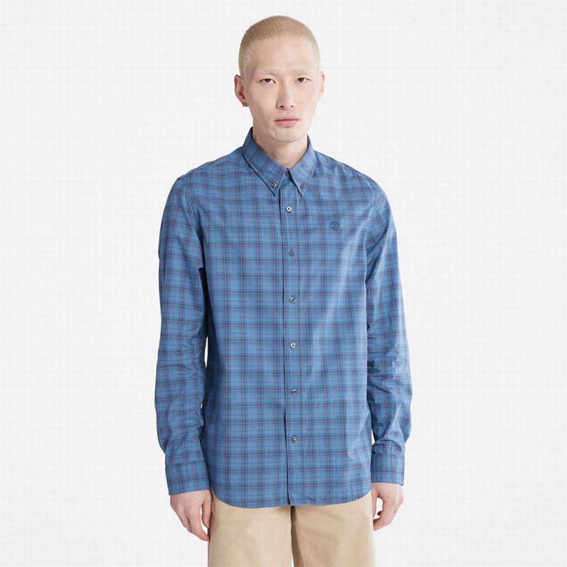 Blue Timberland Eastham River Stretch Check Shirts | 11485340