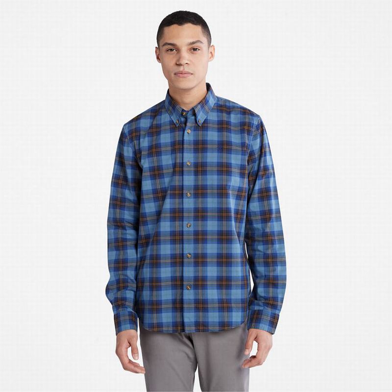 Blue Timberland Eastham River Stretch Checked Shirts | 26353721