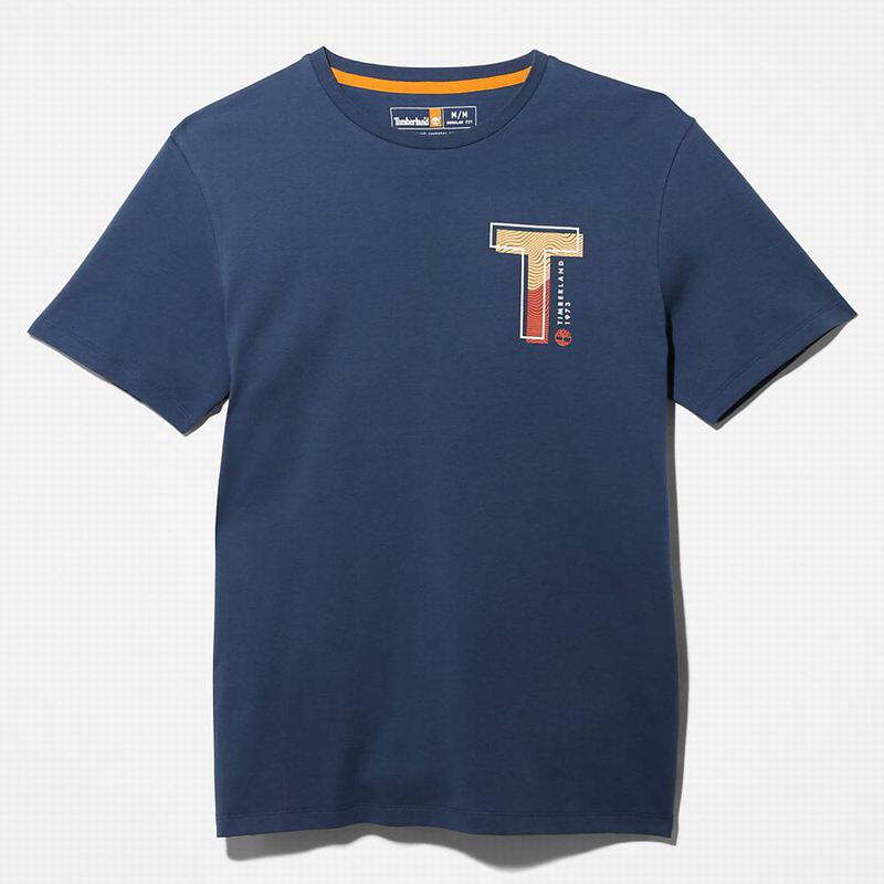 Blue Timberland Front-Graphic T-Shirts | 5038577