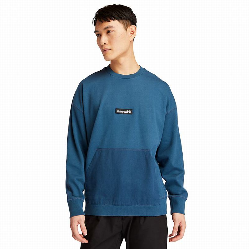 Blue Timberland Garment-Dyed Graphic Sweatshirts | 16308735
