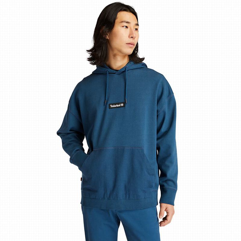 Blue Timberland Garment-Dyed Logo Hoodie | 72979653
