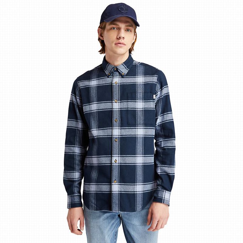 Blue Timberland Heavy Flannel Checked Shirts | 71547934
