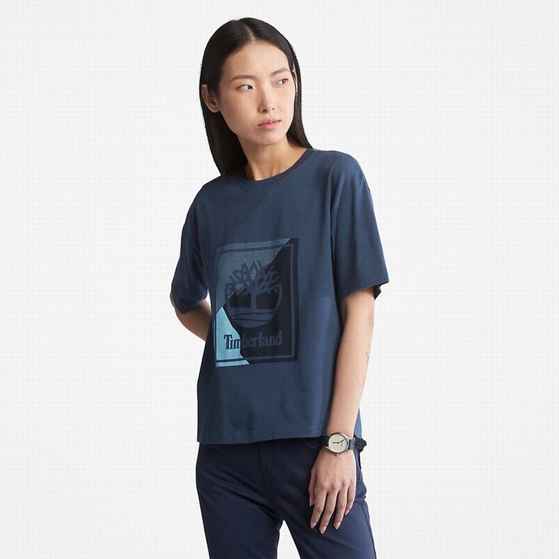 Blue Timberland Interlock Timber Fresh T-Shirts | 29742506