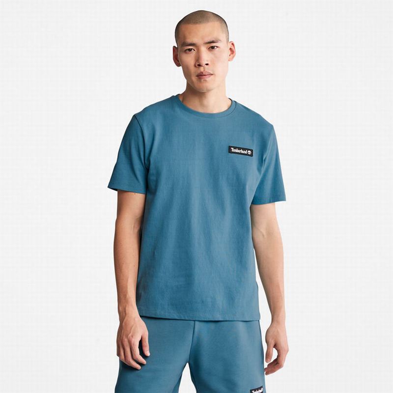 Blue Timberland Logo T-Shirts | 28963227