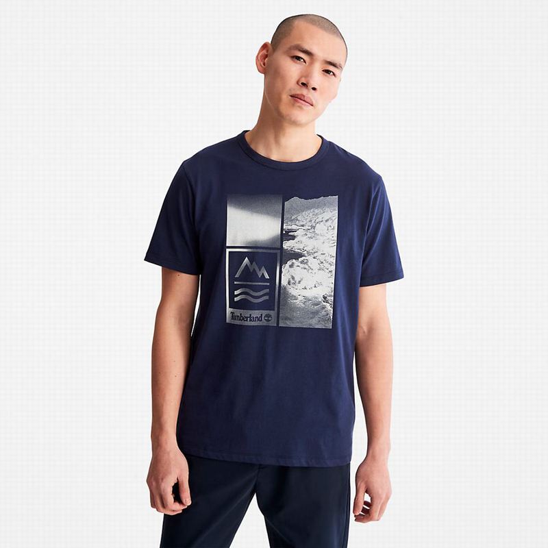 Blue Timberland Logo Tank Top T-Shirts | 80762766