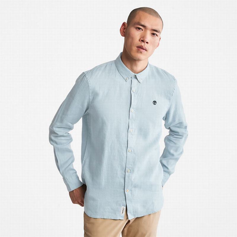 Blue Timberland Mill River LS Linen Shirts | 86318295