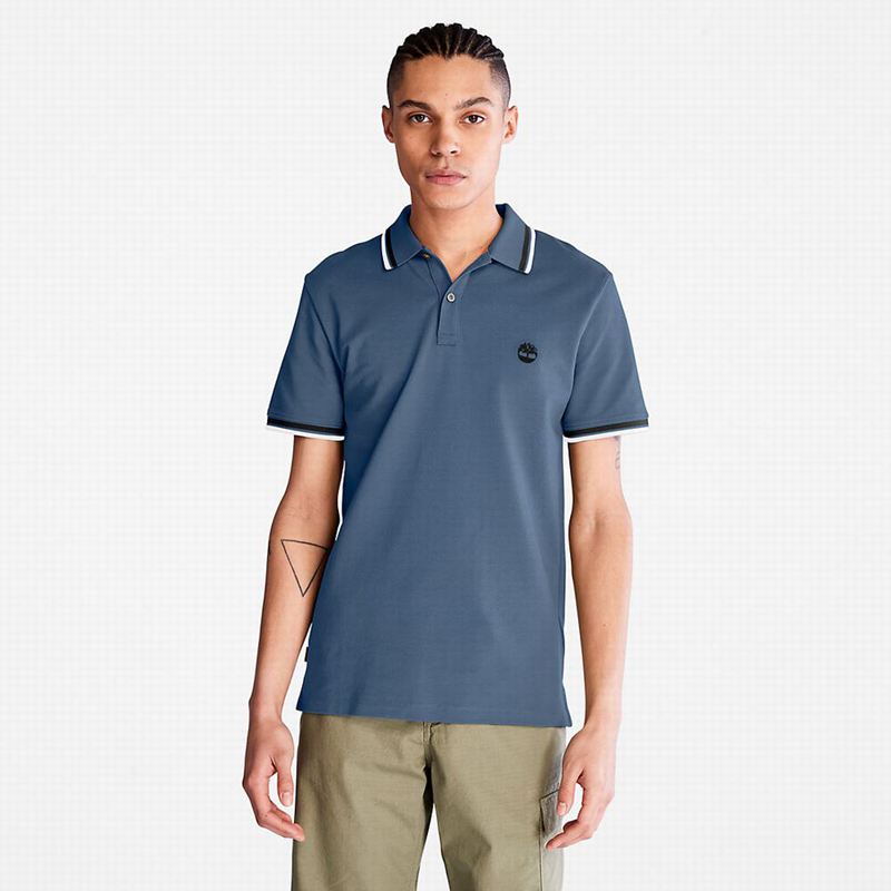 Blue Timberland Millers River Tipped Polo Shirts | 90447253
