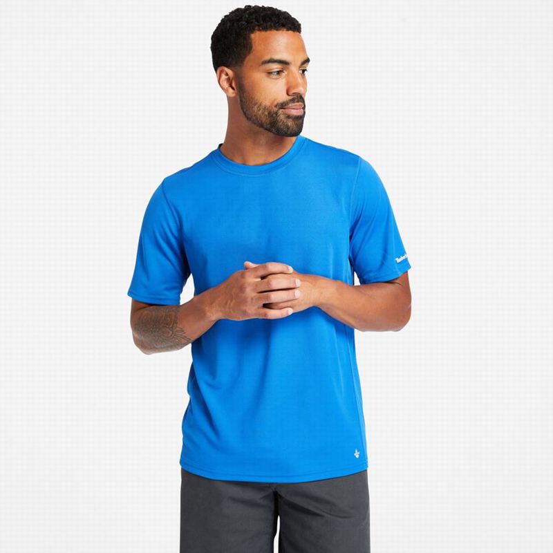 Blue Timberland PRO Textured Graphic Short-Sleeve T-Shirts | 35093210