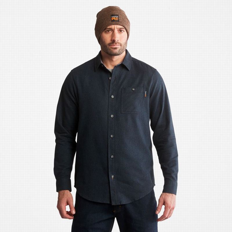 Blue Timberland PRO Woodfort Midweight Flannel Work Shirts | 35983814
