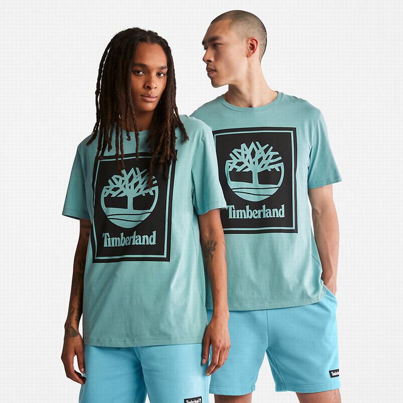 Blue Timberland Tree Logo T-Shirts | 66351514