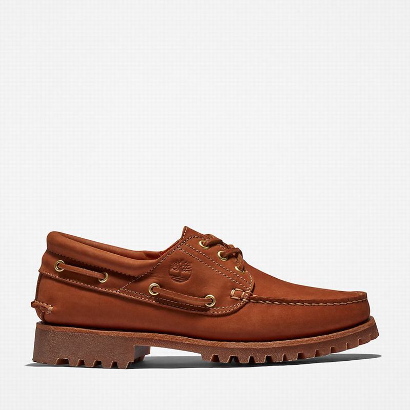 Brown Timberland 3-Eye Lug Handsewn Boat Shoes | 81043070