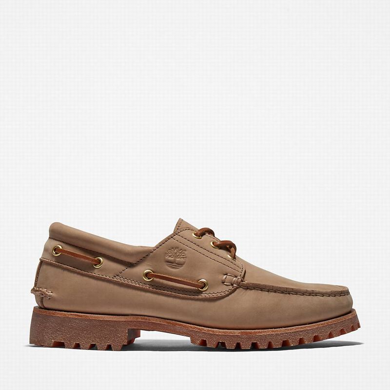 Brown Timberland 3-Eye Lug Handsewn Boat Shoes | 91568287