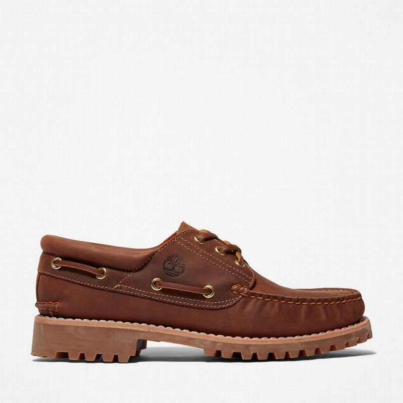 Brown Timberland Authentic 3-Eye Boat Shoes | 15594475