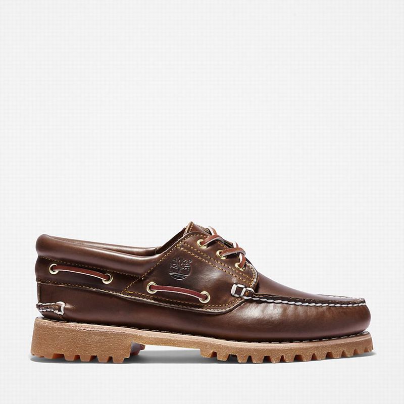Brown Timberland Authentic 3-Eye Boat Shoes | 42486913