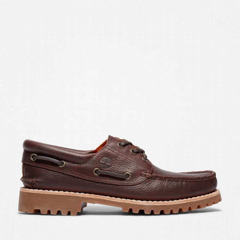 Brown Timberland Authentic 3-Eye Boat Shoes | 84933204