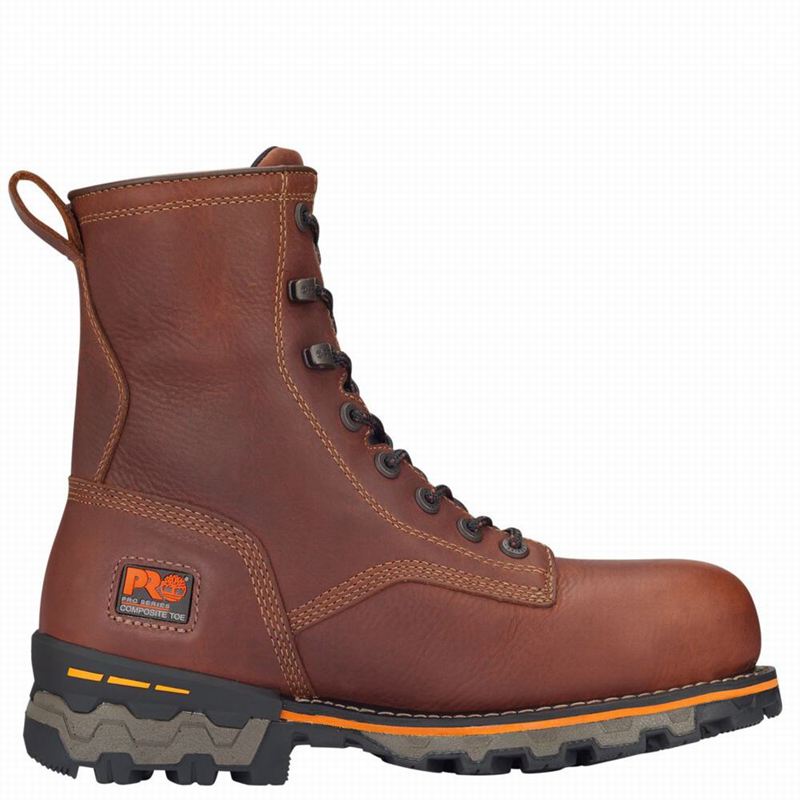 Brown Timberland Boondock 8" Composite Toe Waterproof Work Boots | 33673122
