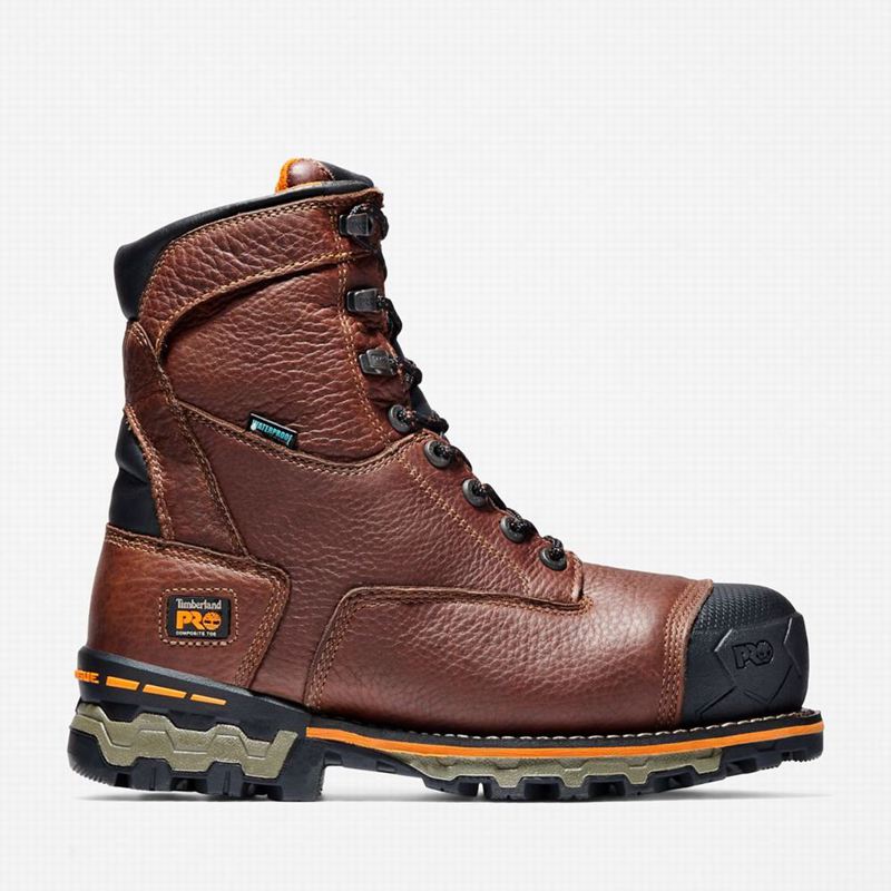 Brown Timberland Boondock 8" Composite Toe Waterproof Work Boots | 6520792