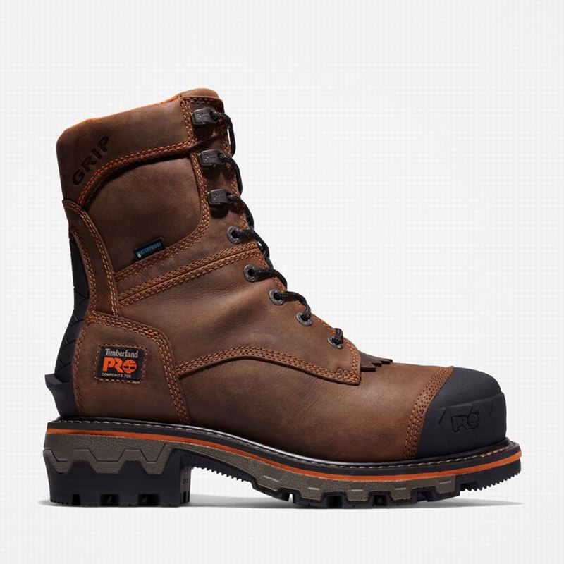 Brown Timberland Boondock HD Logger Composite Toe Waterproof Work Boots | 12950347