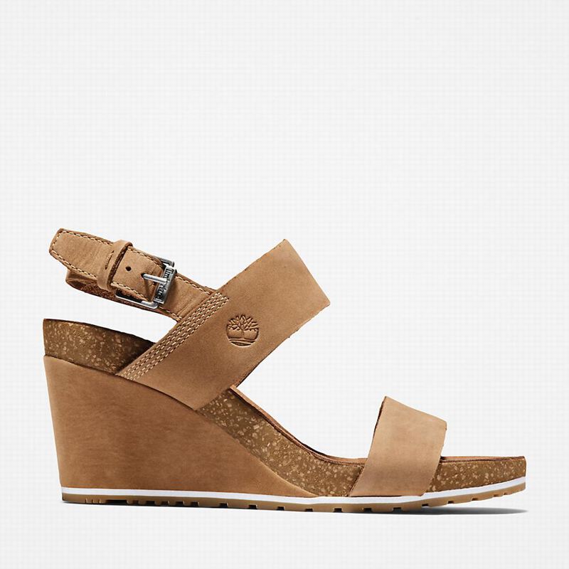 Brown Timberland Capri Sunset Wedge Wedge Sandals | 96145128