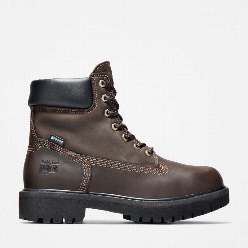 Brown Timberland Direct Attach 6" Steel Toe Waterproof Work Boots | 94125917