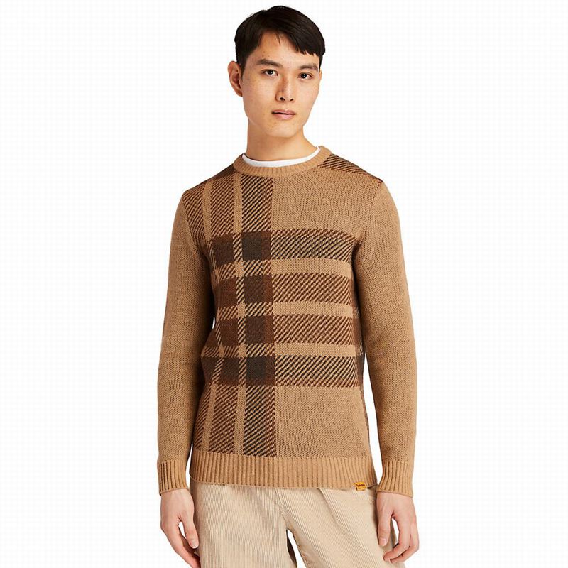 Brown Timberland EK+ Intarsia Crewneck Sweaters | 49032687
