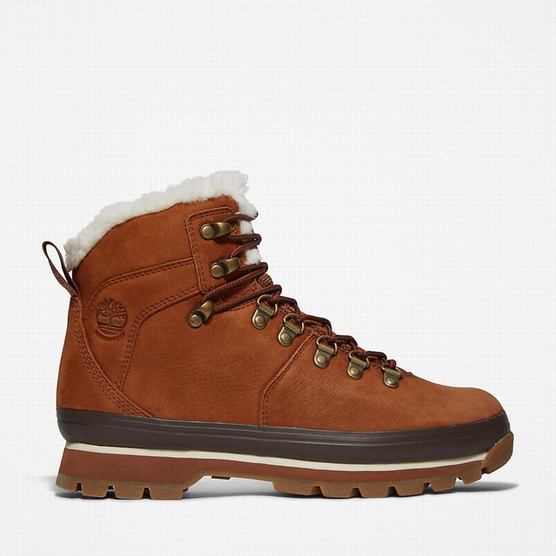 Brown Timberland Euro Hiker Fur-Lined Waterproof Boots | 82263380