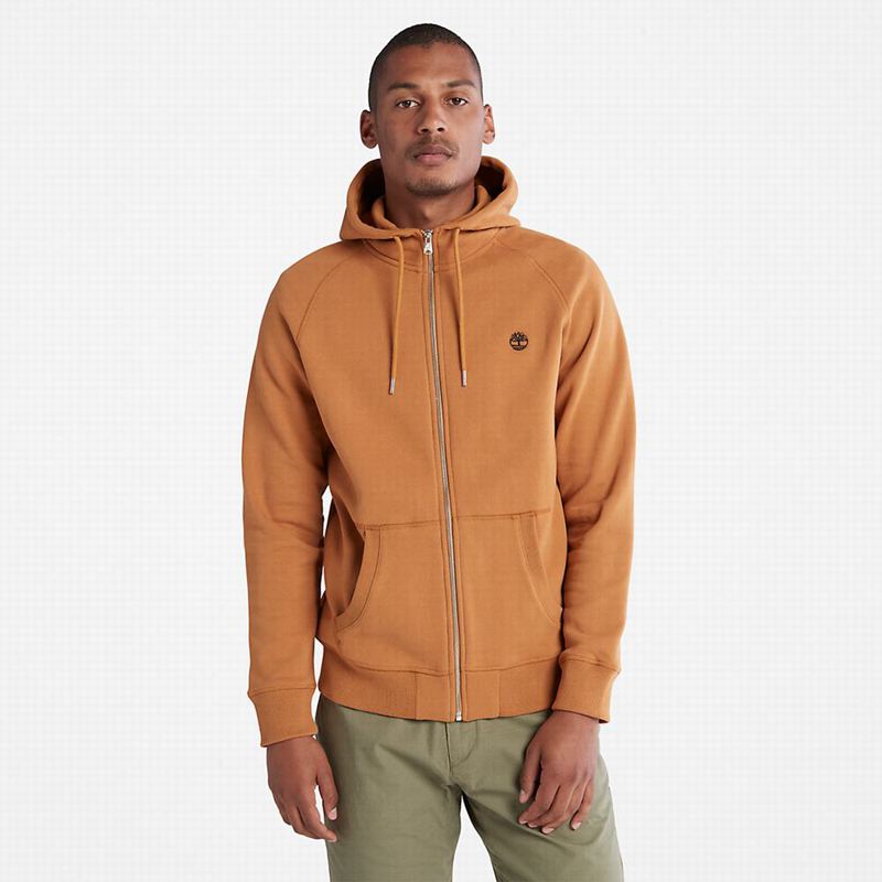 Brown Timberland Exeter River Zip-Front Fleece Hoodie | 60655142