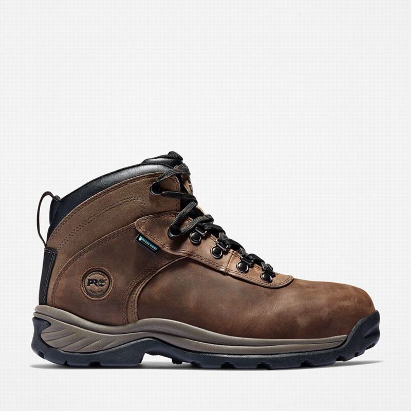 Brown Timberland Flume Steel Toe Waterproof Work Boots | 93513205