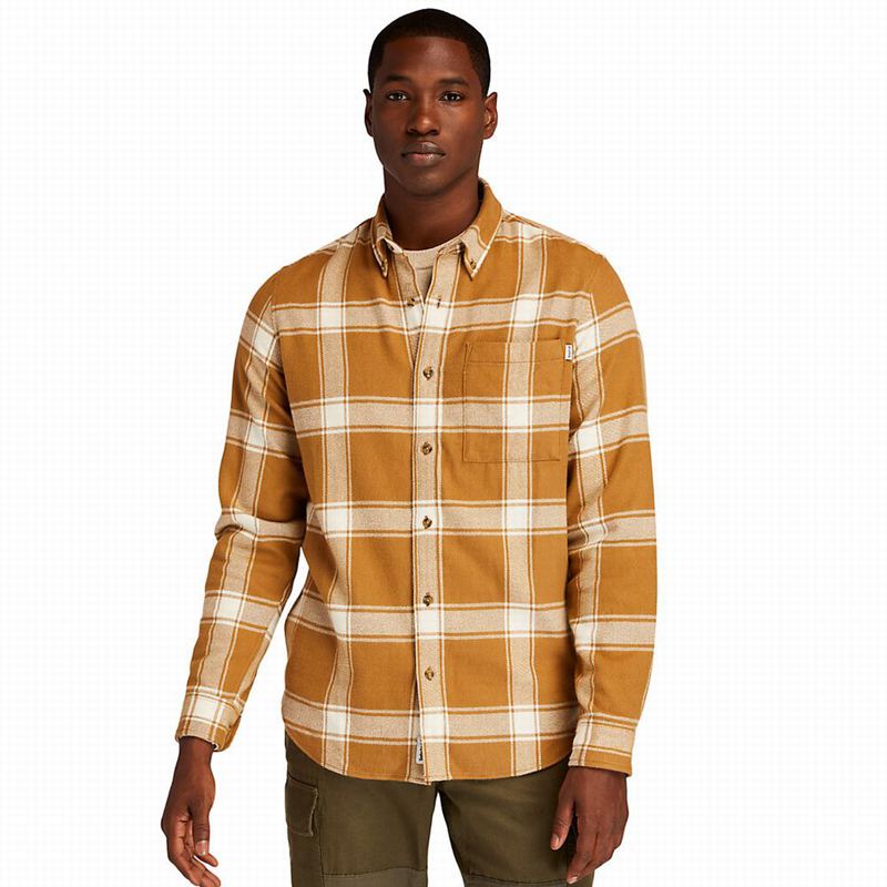 Brown Timberland Heavy Flannel Checked Shirts | 84358809