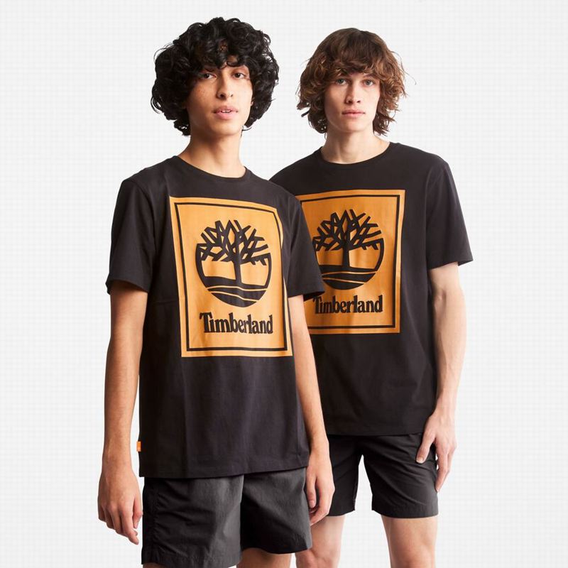 Brown Timberland Heavyweight Logo T-Shirts | 96409868