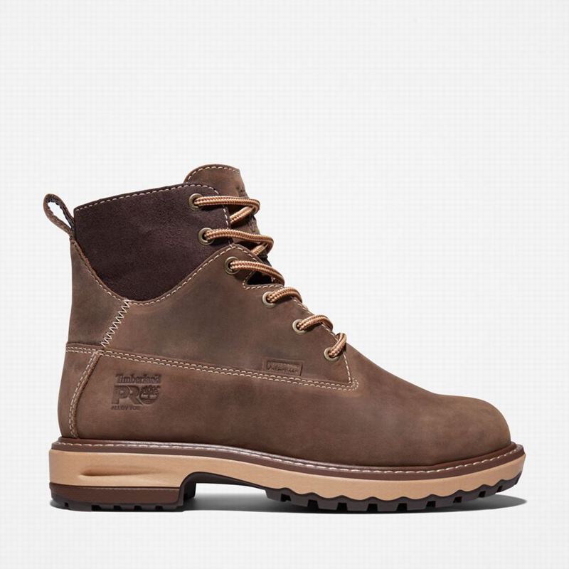 Brown Timberland Hightower 6" Alloy Toe Waterproof Work Boots | 7320581