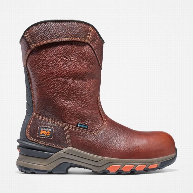 Brown Timberland Hypercharge Pull On Composite Toe Waterproof Work Boots | 20830108
