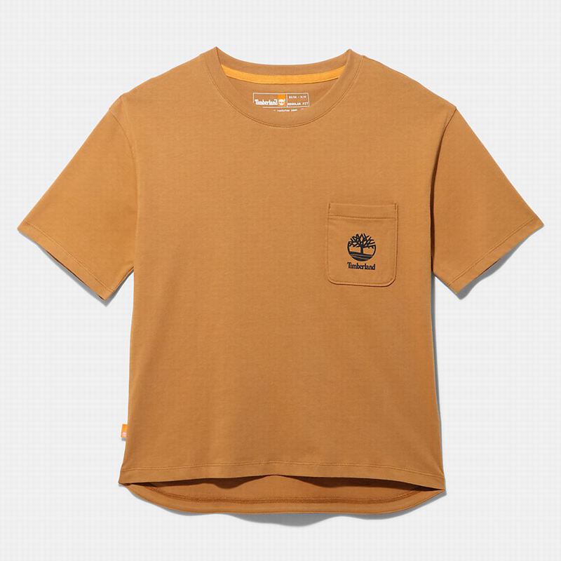 Brown Timberland Kennebec River Tree Logo T-Shirts | 92526201