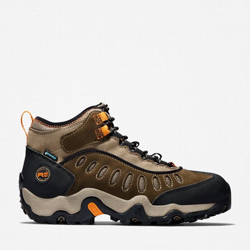 Brown Timberland Mudslinger Steel Toe Waterproof Work Boots | 75722117