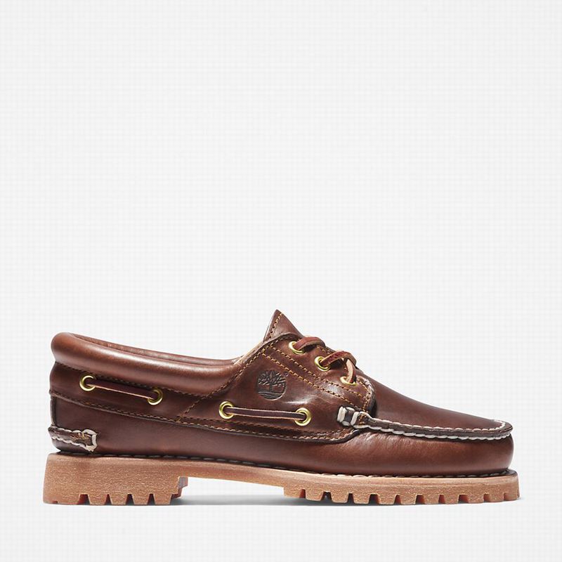 Brown Timberland Noreen 3-Eye Lug Handsewns Boat Shoes | 90434810