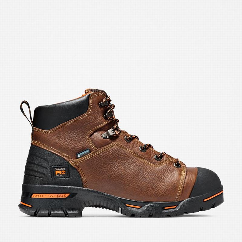 Brown Timberland PRO Endurance 6" Steel Toe Waterproof Work Boots | 25851774