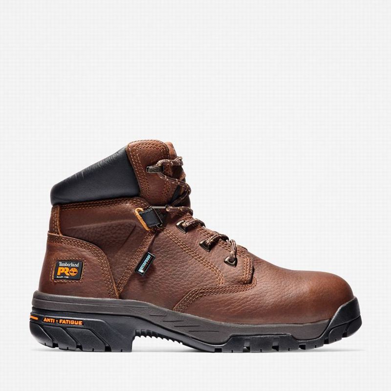 Brown Timberland PRO Helix 6" Alloy Toe Waterproof Work Boots | 69516746