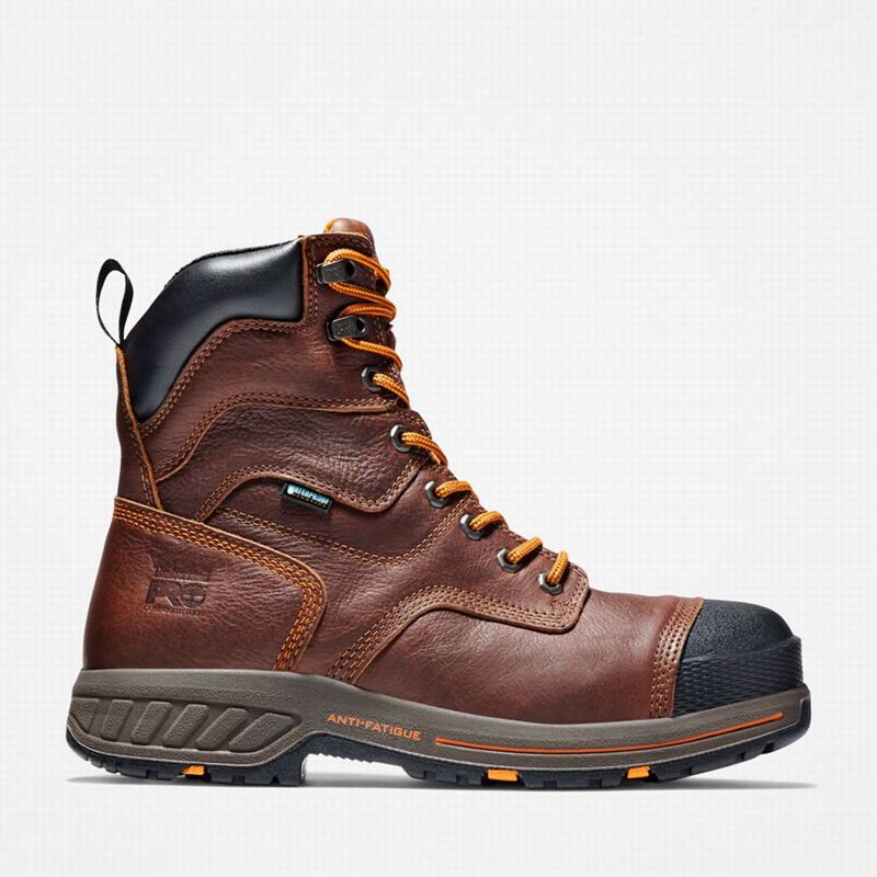 Brown Timberland PRO Helix HD 8" Composite Toe Waterproof Work Boots | 20206612