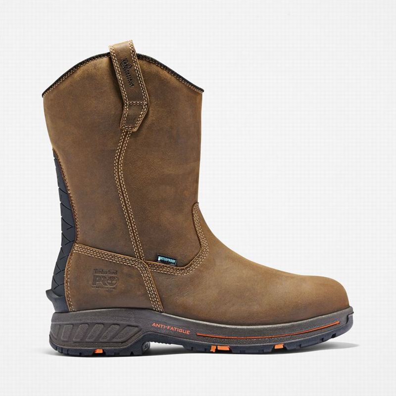 Brown Timberland PRO Helix HD Pull On Composite Toe Waterproof Work Boots | 11366482