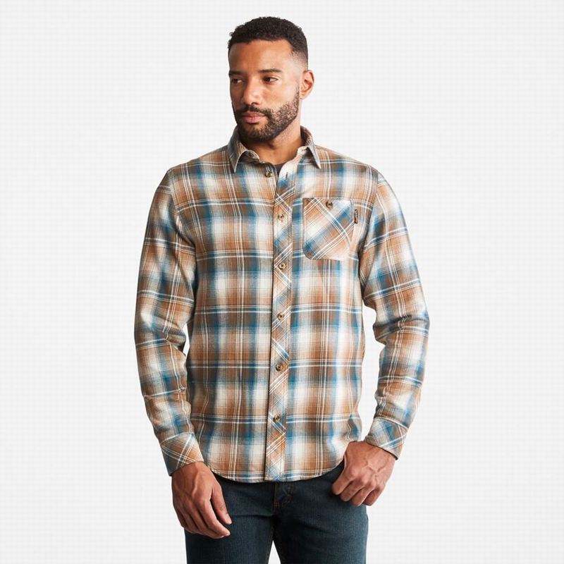 Brown Timberland PRO Woodfort Midweight Flannel Work Shirts | 99456670